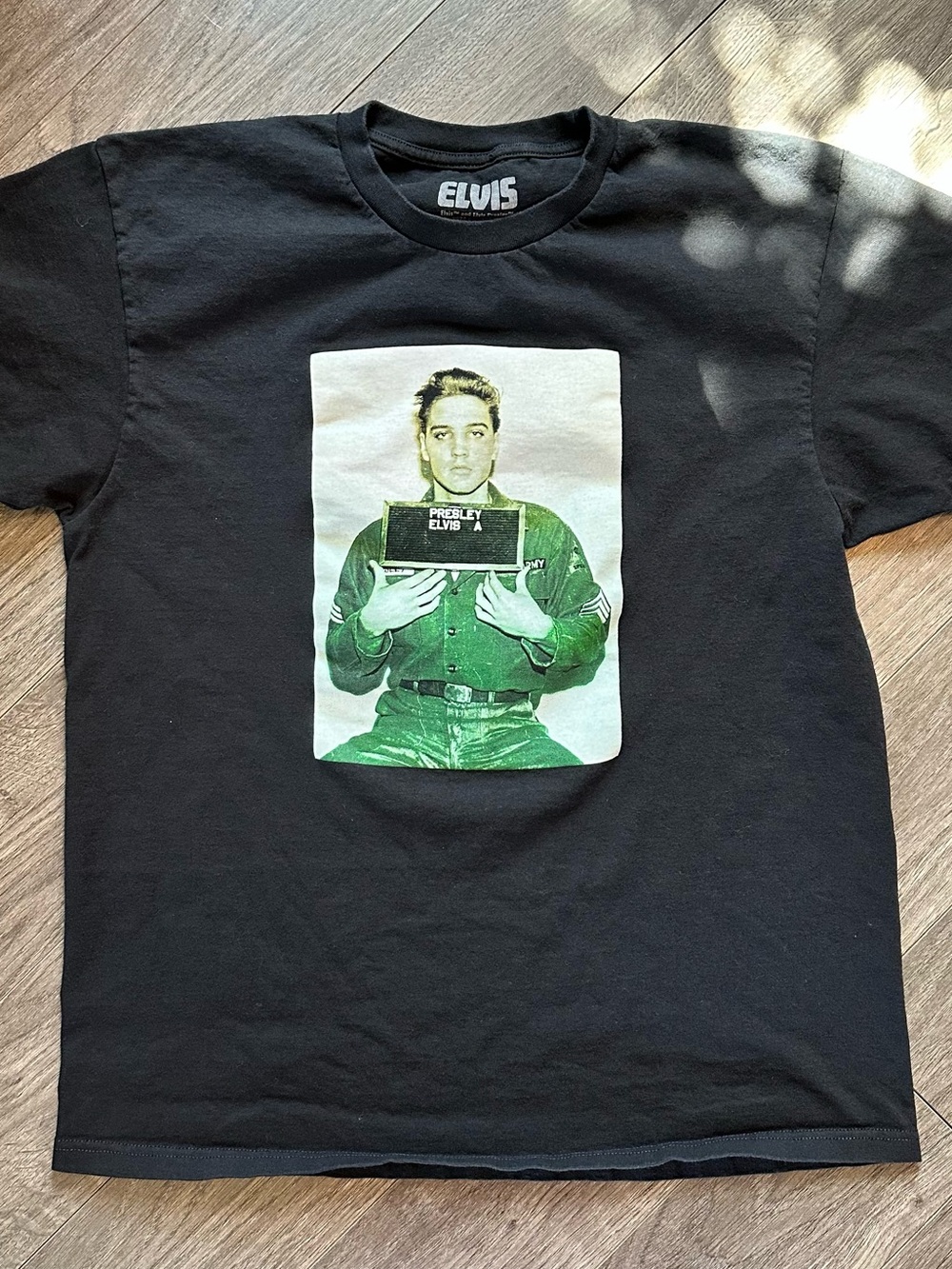 ELVIS Army Portrait Short-Sleeve Tee - Black Cotton with printed Graphic